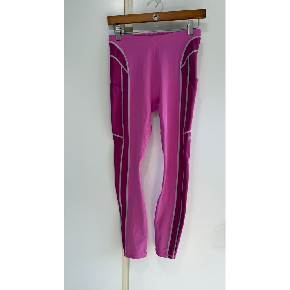 Fabletics Womens Pink Colorblock Pockets Leggings Contrast Stitch Size S